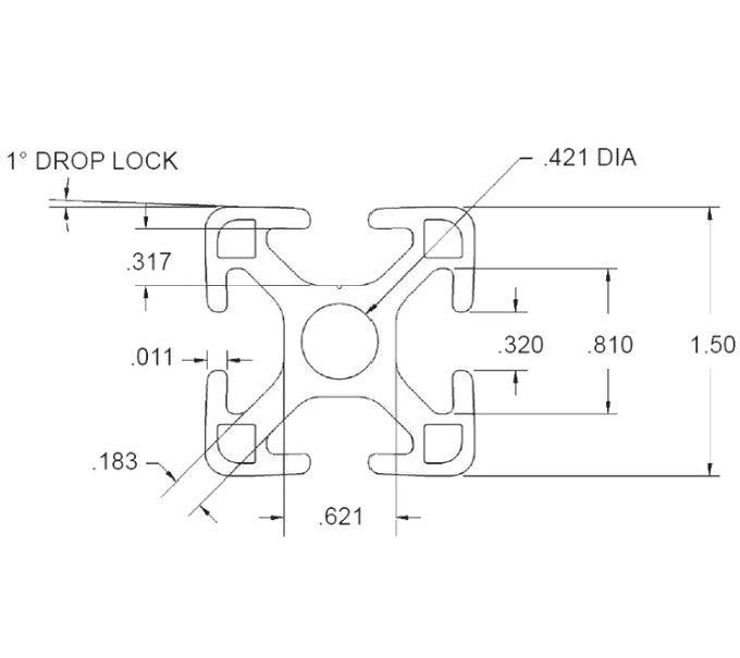 1.5" x 1.5" T-Slotted Aluminum Extrusion Smooth Lite