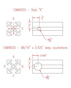 1" x 1" Black Smooth T-Slotted Aluminum Extrusion