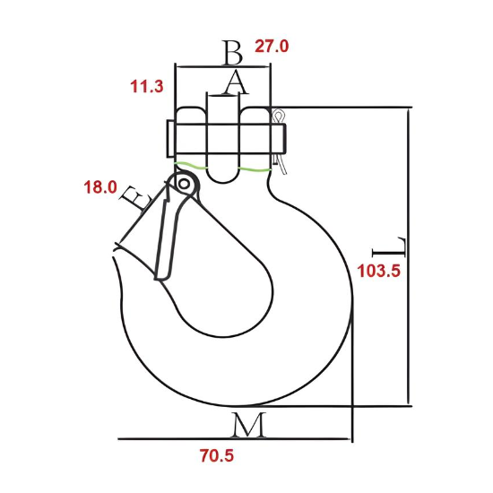 1/4" Clevis Slip Hook with Latch (2600 lbs) - Steel Blue