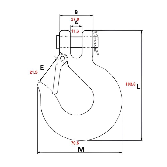 1/4" Clevis Slip Hook with Latch (2750 lbs) - Steel Gold Chromate
