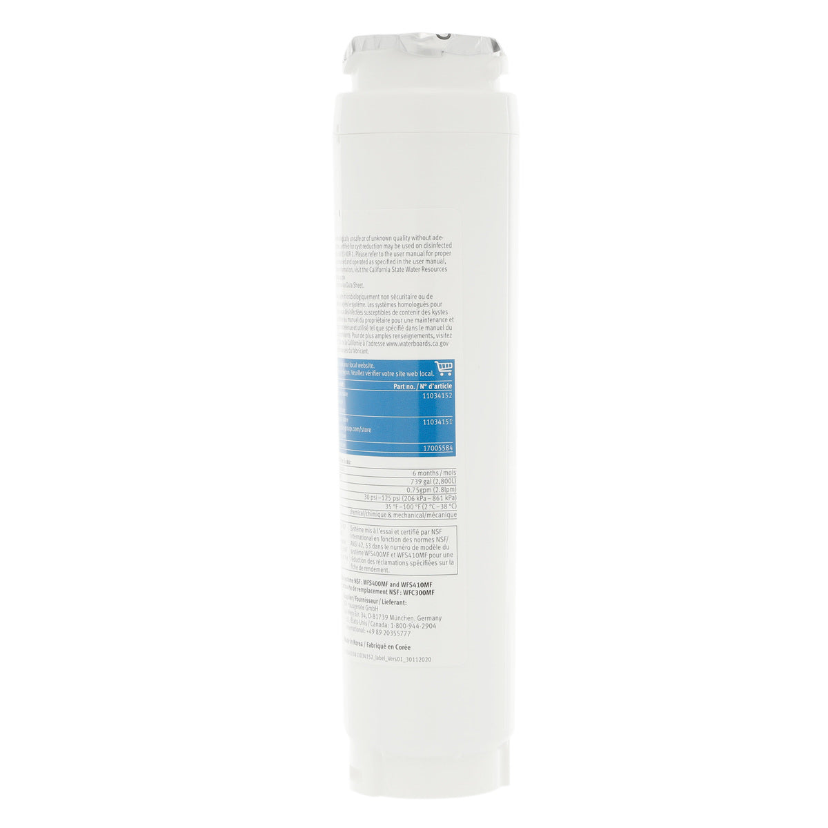 Bosch 11034152 UltraClarity Fridge Water Filter, BORPLFTR10, RA450010