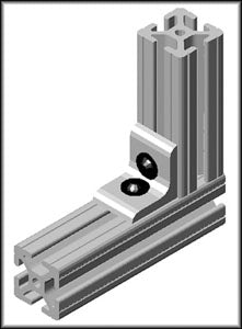 15 Series Black 2 Hole Inside Corner Bracket