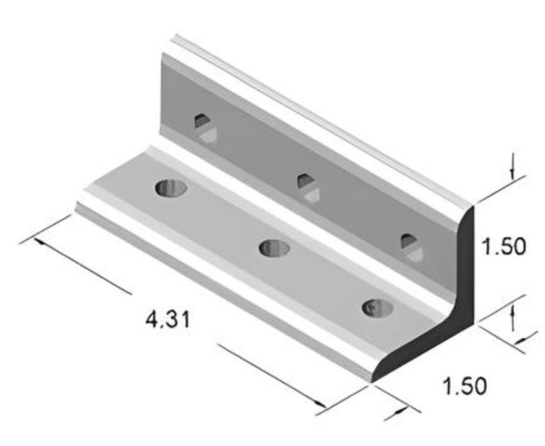 15 Series 6 Hole Black Horizontal Inside Corner Bracket