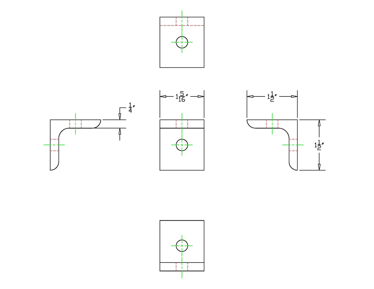 15 Series Black 2 Hole Inside Corner Bracket