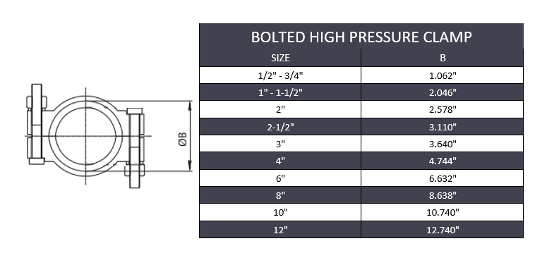 2" Bolted High-Pressure Tri-Clamp - Stainless Steel 304 | 13MHP