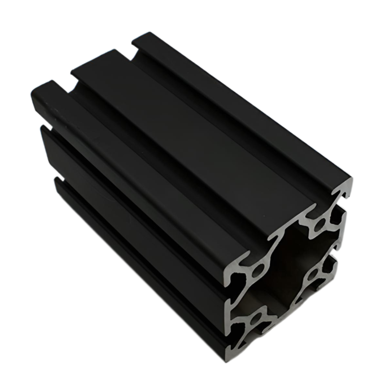 Extrusión de aluminio ranurada en T lisa negra de 5x5 cm