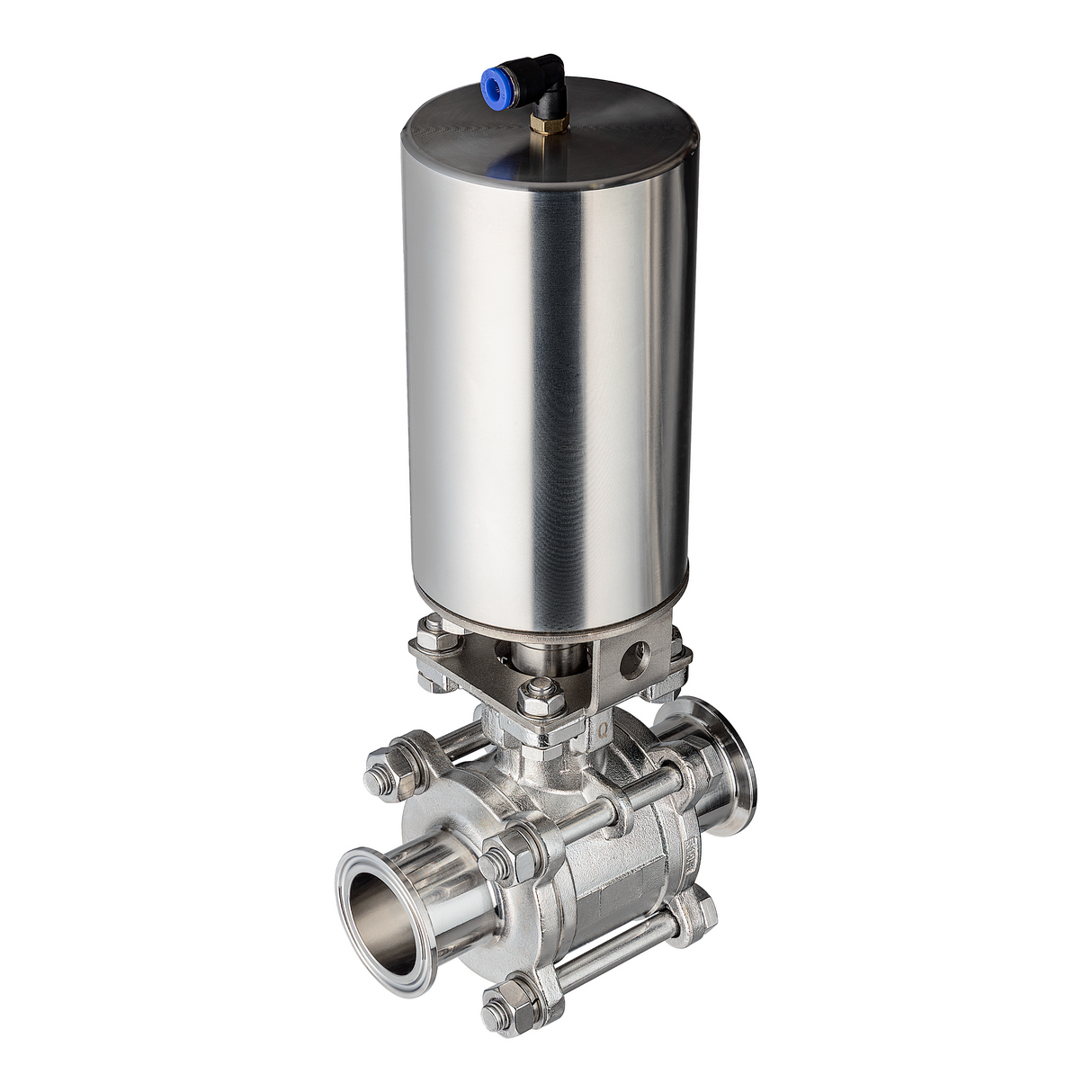 Tri-Clamp 3 Piece Ball Valve W/ Spring-Return Actuator - SS 316