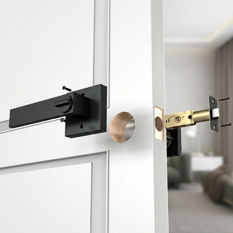 Bouton de porte Vellum Hardware Quadra – Rosace carrée, à clé, condamnation, de passage et fixe