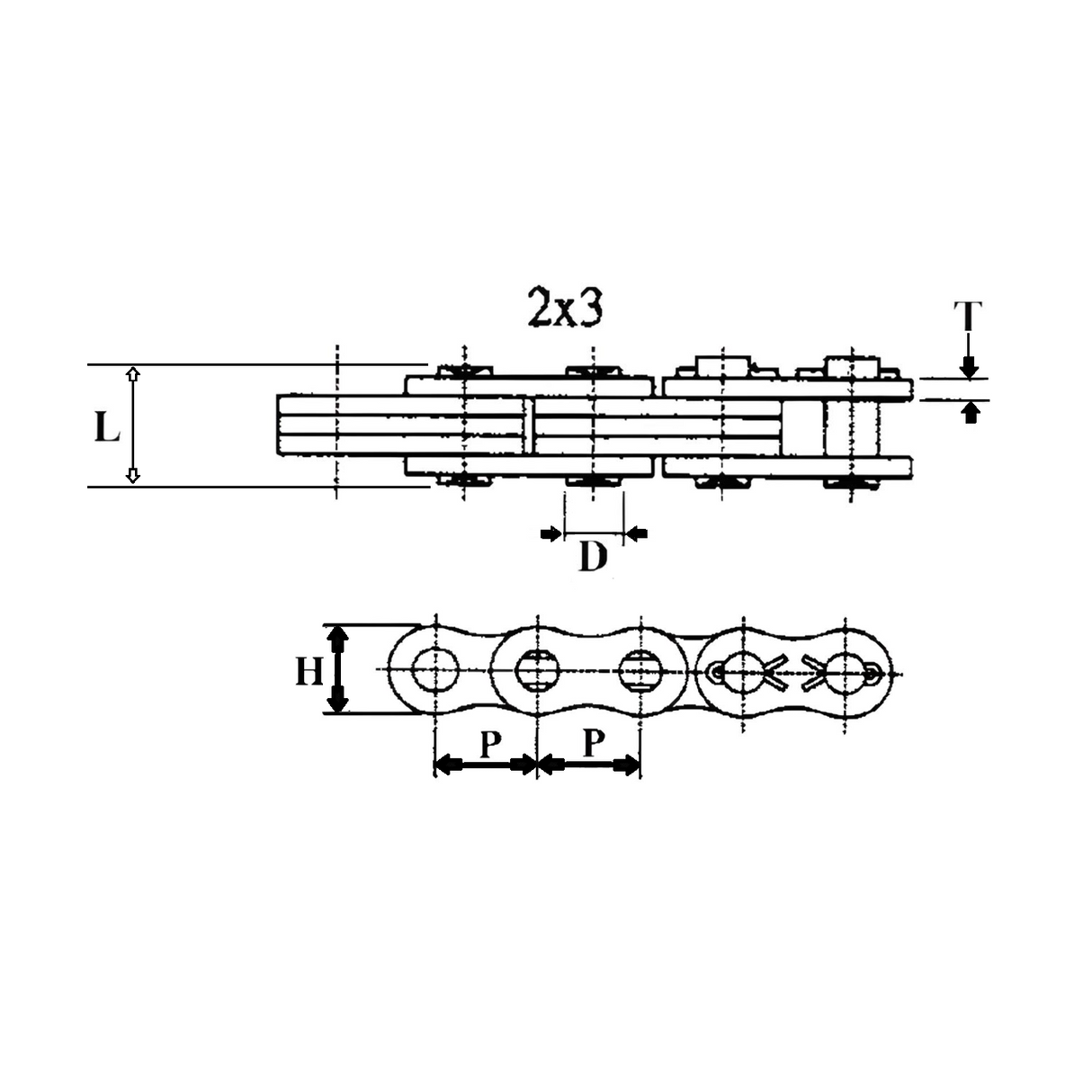 BL823 | Leaf Chain Link 2 x 3 Lacing 1" Pitch