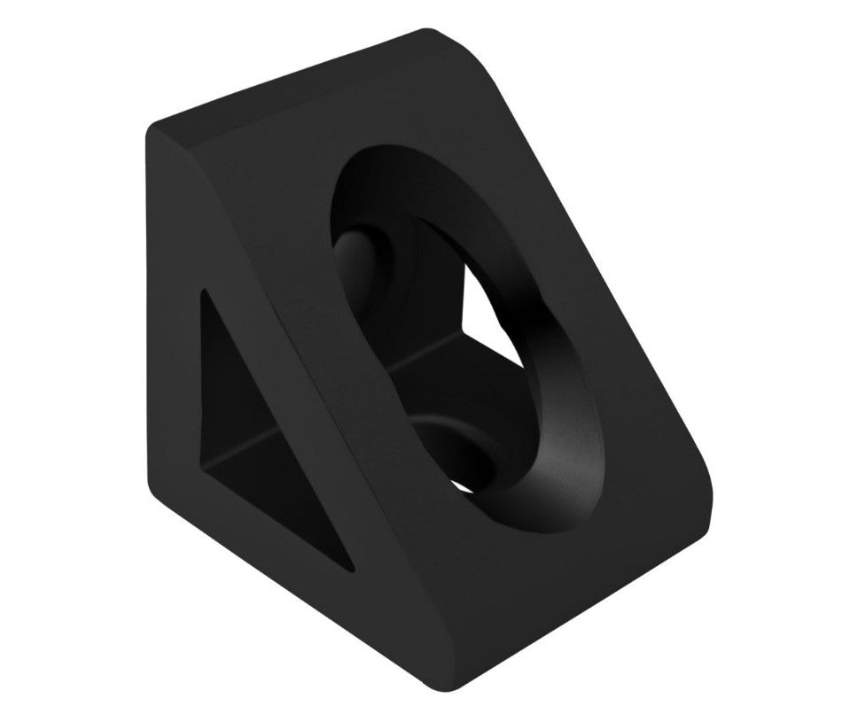 Black 2 Hole Inside Corner Gusset 1" x 1" x 7/8" | 10 Series Aluminum T-Slot