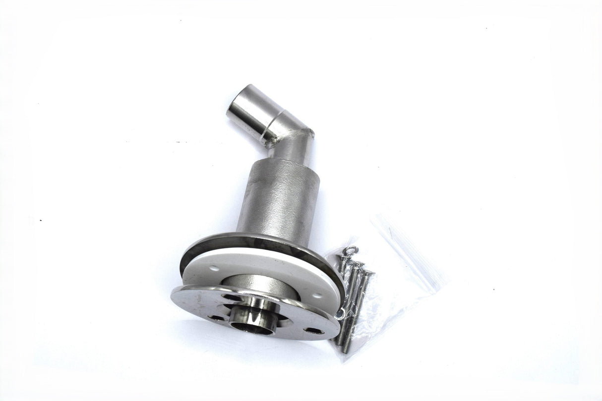 Stainless Steel Thru Hull Fitting, 24 mm, 90° Base, Angled Connector, with Screws
