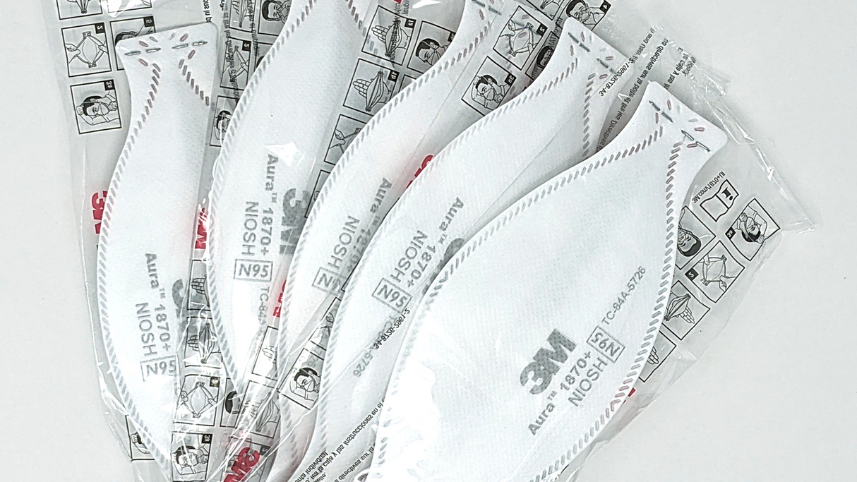 3M Aura 1870+ N95 Surgical Mask - 1 Piece, 10, 25, 40 Packs, or Case of 440