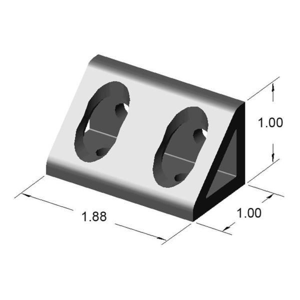 Black 4 Hole Inside Corner Gusset 1" x 1" x 1-7/8" | 10 Series Aluminum T-Slot