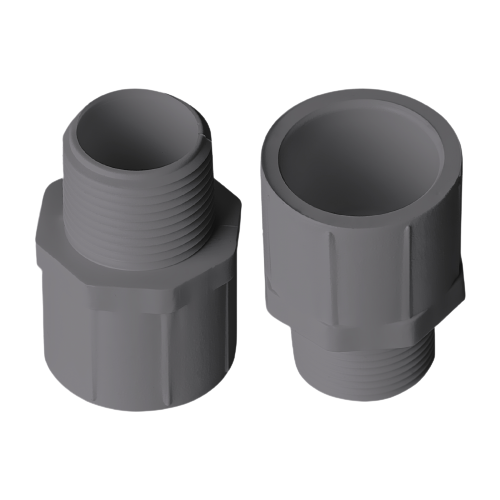 PVC Male Adapter (SOC x MPT) Sch 40 - Grey