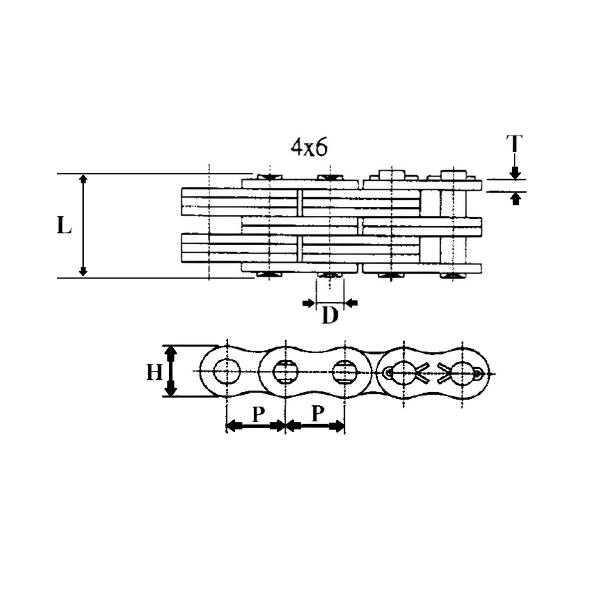 BL846 | Leaf Chain Link 4 x 6 Lacing 1" Pitch