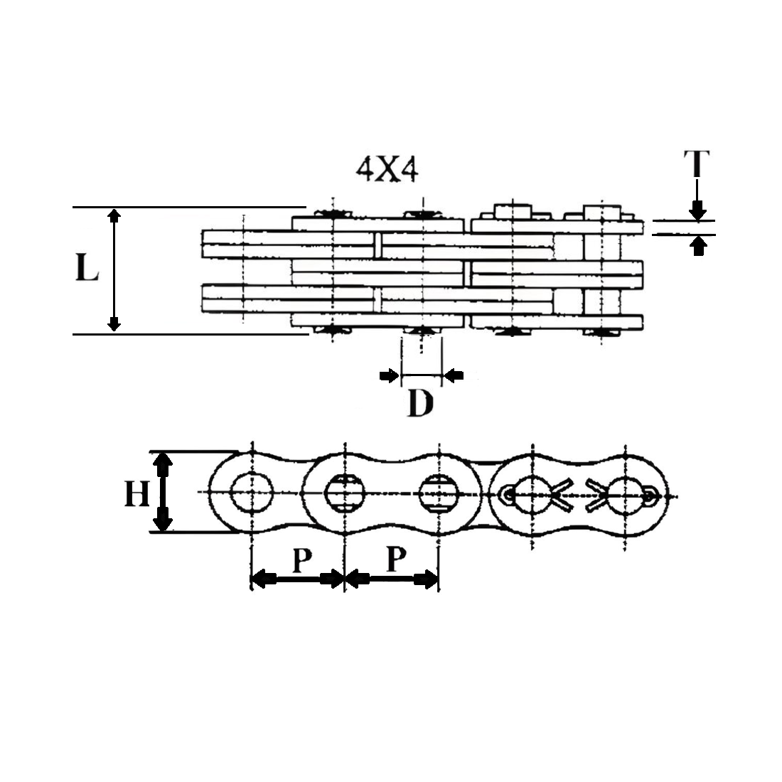 AL644 | Leaf Chain Link 4 x 4 Lacing 0.75" Pitch