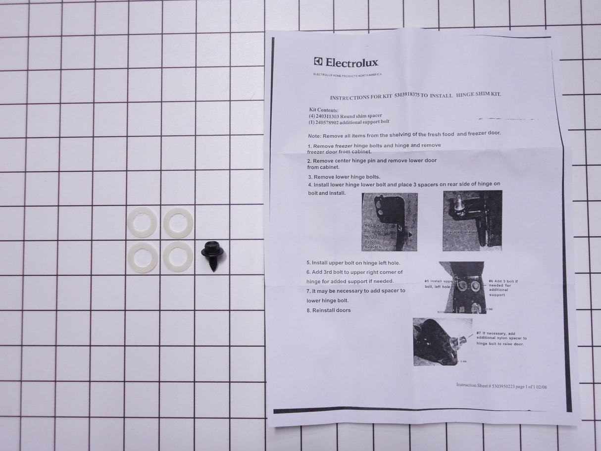 Frigidaire 5303918375 Refrigerator Door Hinge Shim Set