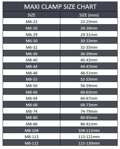 56-59mm Maxi Clamp - Stainless Steel 304 | M8-56