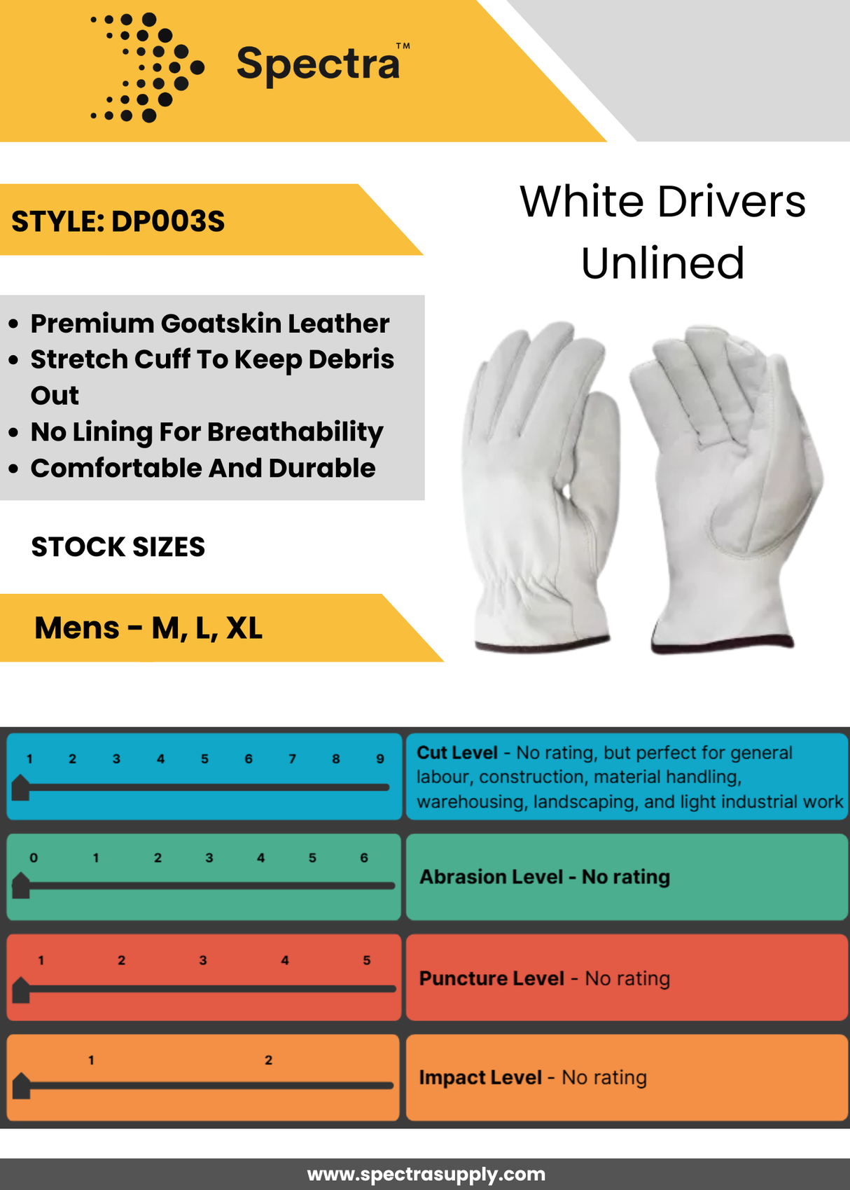 White Drivers Unlined