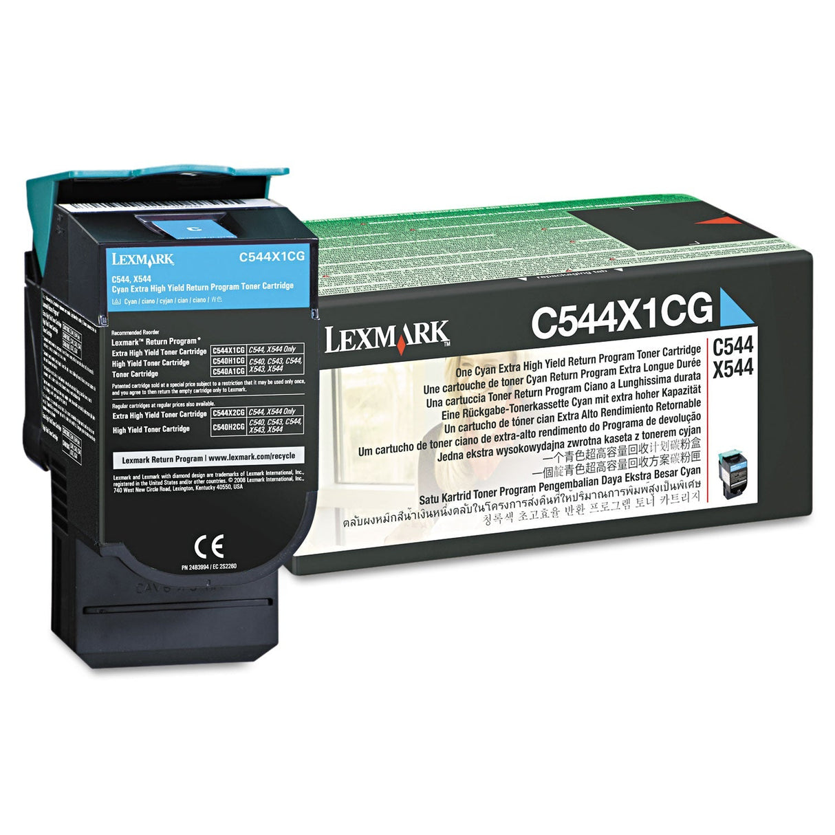 Lexmark C544X1CG Extra High Yield Laser Toner Cartridge, Cyan
