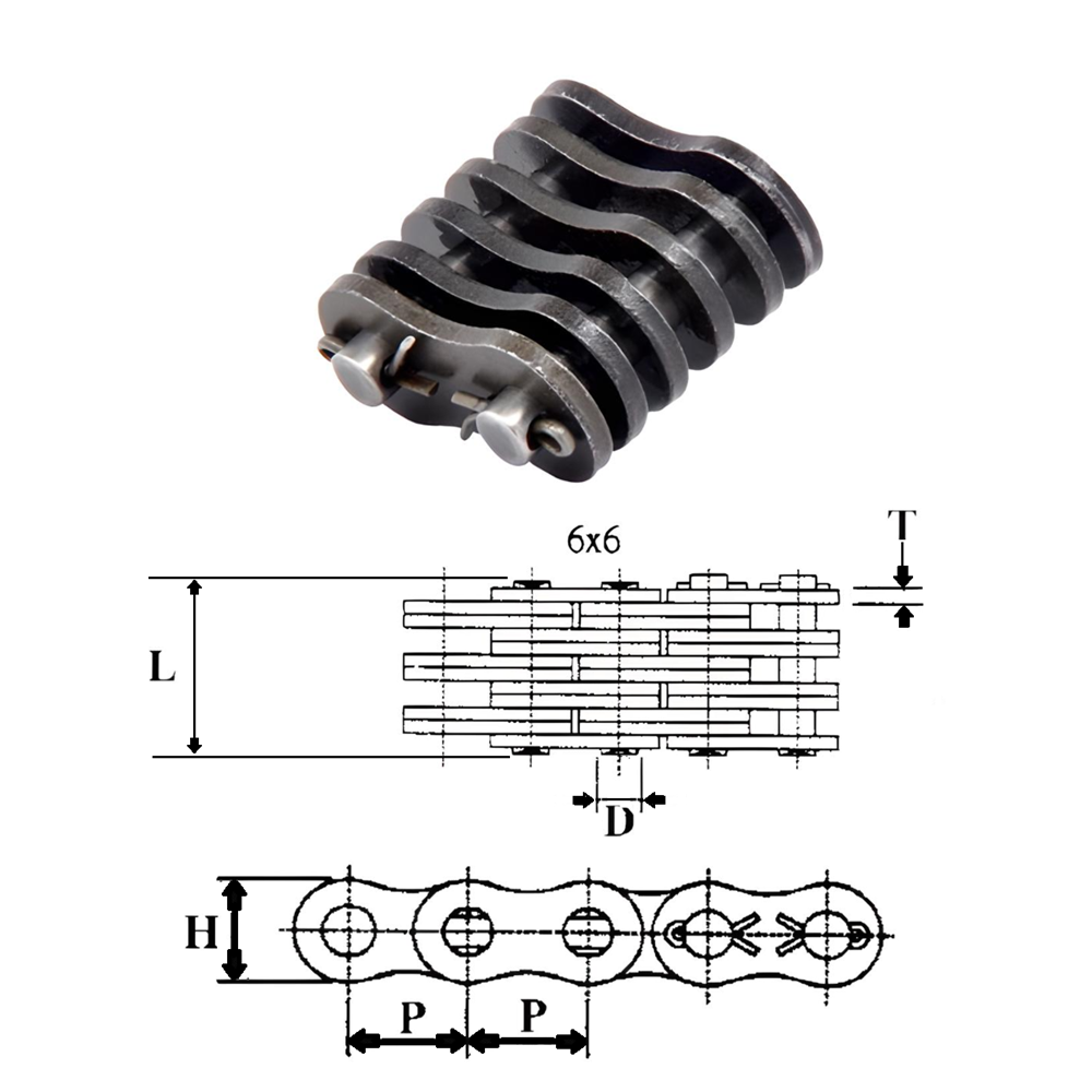 AL866 | Leaf Chain Link 6 x 6 Lacing 1" Pitch