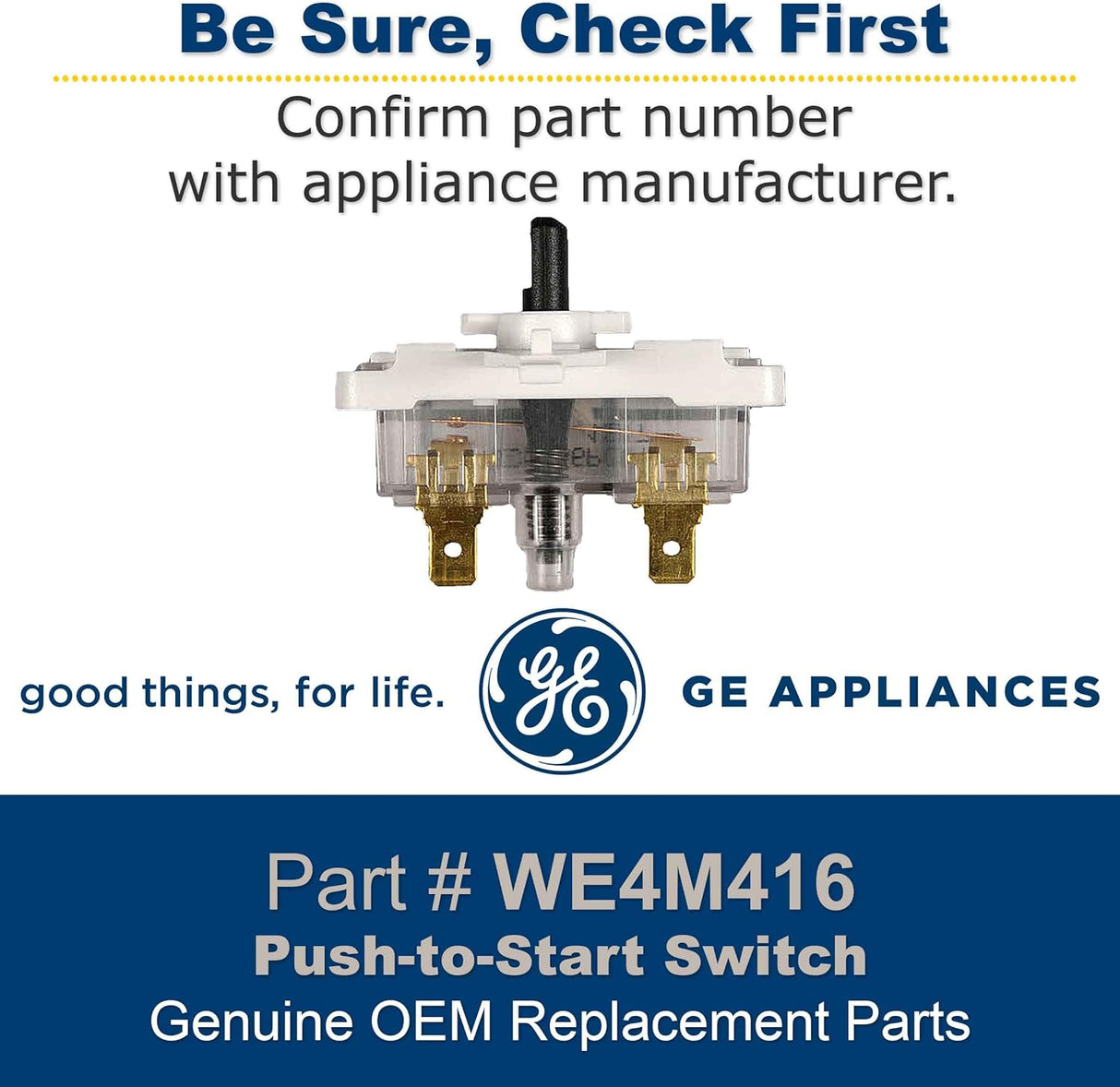 GE Dryer Start Switch WW02L00024 - Essential Dryer Part (WE4M416)