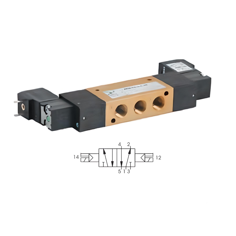 Compact Solenoid Valve G1/8", 5/2 Double Coil 24Vdc