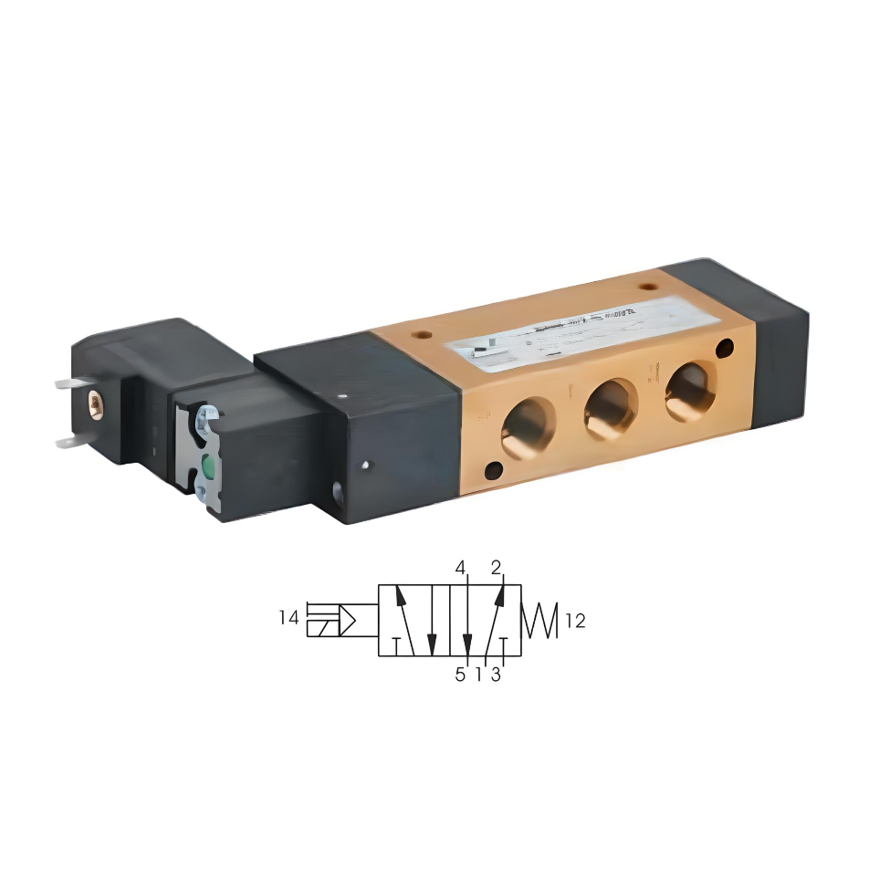 Compact Solenoid Valve G1/8", 5/2 Spring Return 24Vac