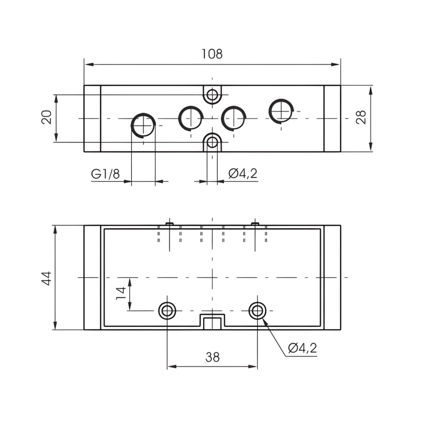 G1/8" Air Pilot Valve 1/8", 5/3 Pressure Center Double Acting Pressure 3 bar