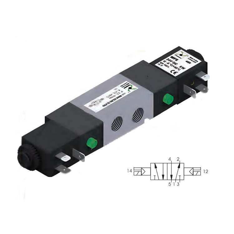 Pneumatic Solenoid Valve 1/4", 5/2 Double Coil 110Vac