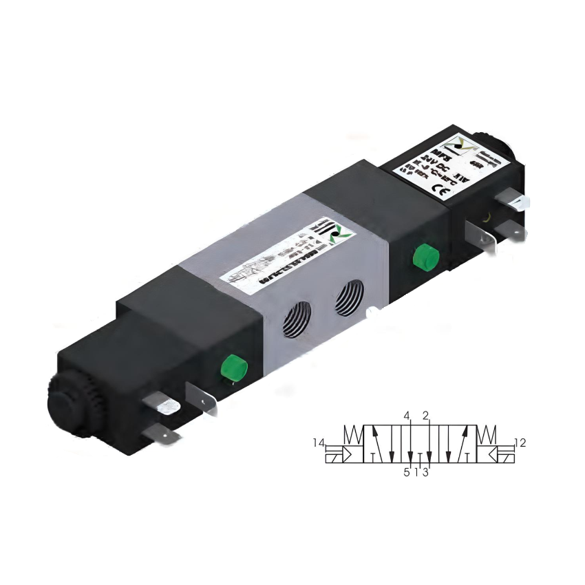 Pneumatic Solenoid Valve 1/4", 5/3 Exhaust Center Double Coil 110Vac