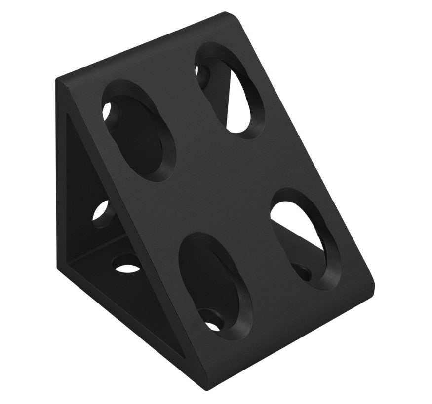 Black 8 Hole Inside Corner Gusset 2" x 2" x 1-7/8" | 10 Series Aluminum T-Slot