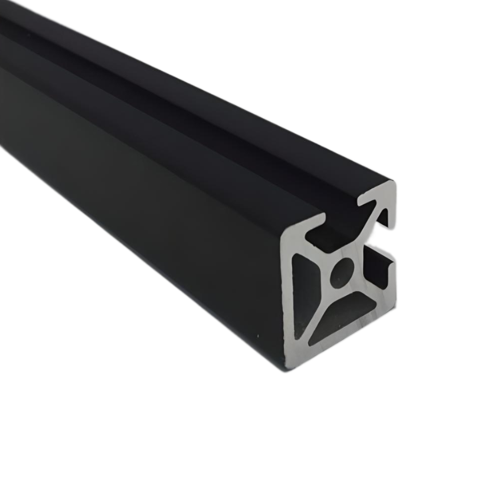 Profilé en aluminium extrudé, noir, lisse, à double fente, 1" x 1"