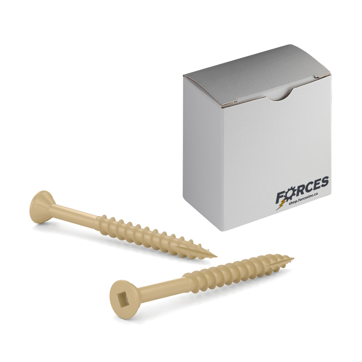 #10 x 5" Deck Screws Flat Head W/ Nibs ACQ Tan Ceramic Finish