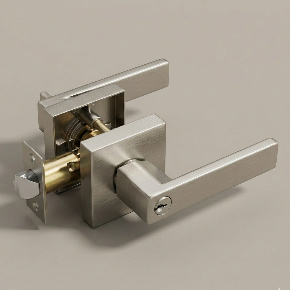Bouton de porte Vellum Hardware Quadra – Rosace carrée, à clé, condamnation, de passage et fixe