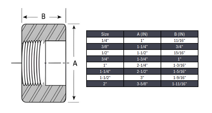 Half-Coupling NPT #6000 - SS 316/316L