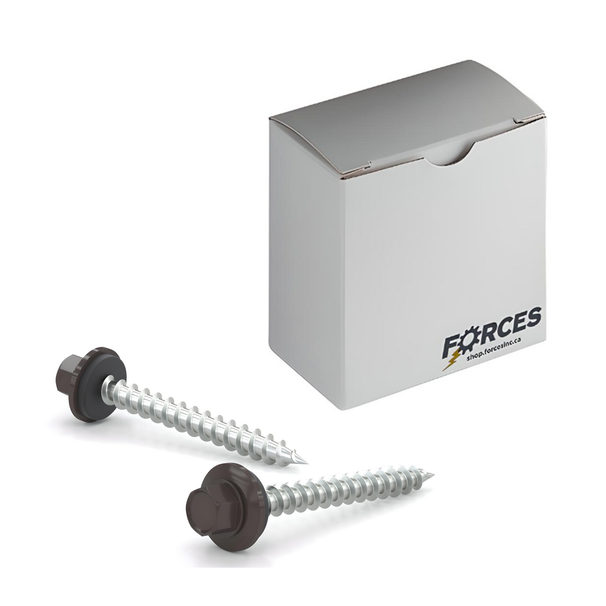 #9 x 2" Metal Roofing Screw Hex Head W/ Washer Type A Point - Steel Coffee Brown