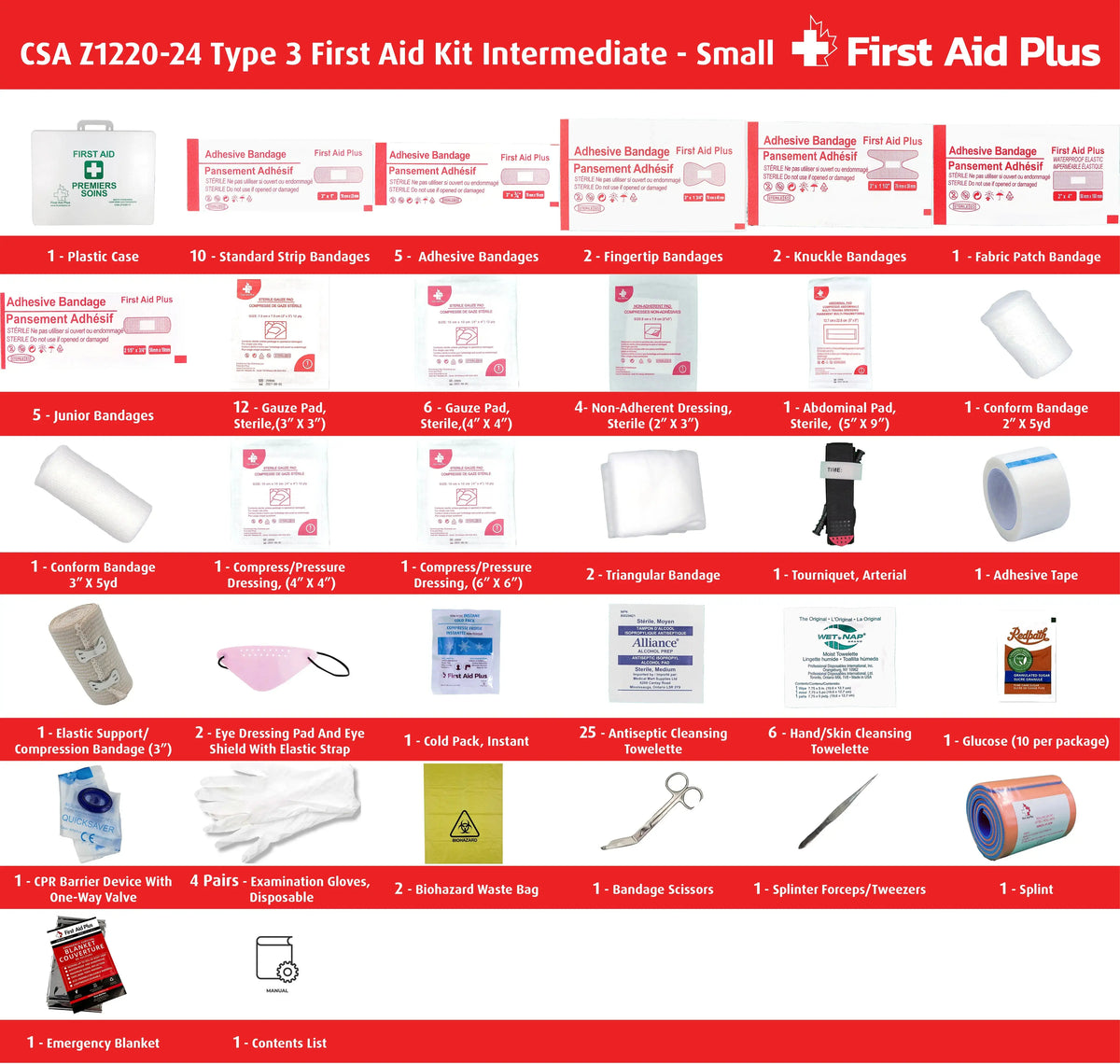 Trousse de premiers soins CSA type 3 intermédiaire - Petite (2-25 travailleurs)