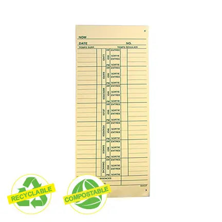 Cartes de temps bilingues - Paquet de 250
