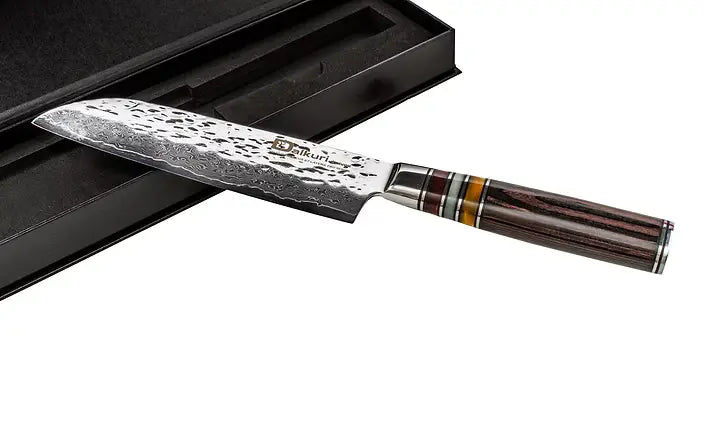 Couteau de chef damassé 20 cm manche bois ergonomique