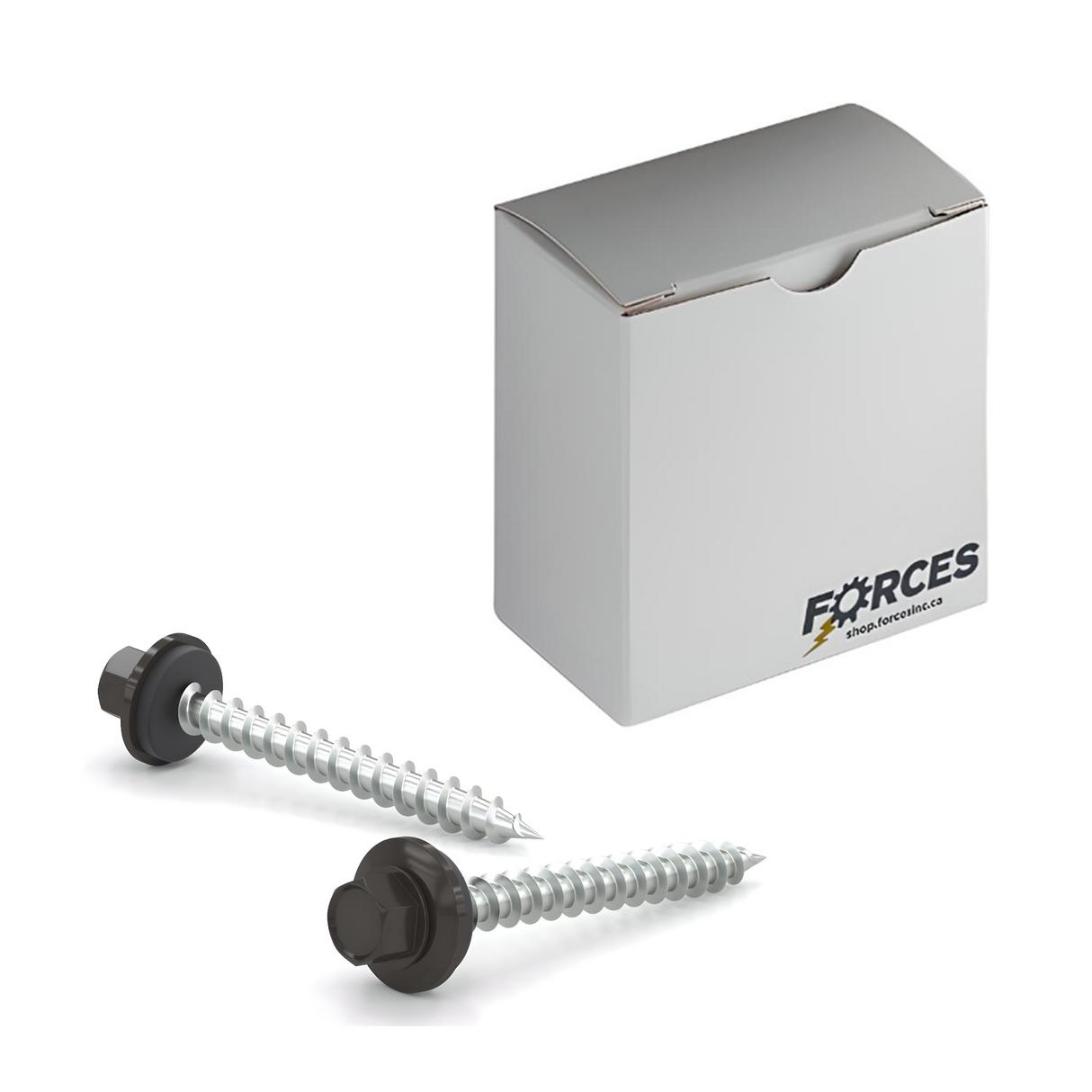 #9 x 1-1/2" Metal Roofing Screw Hex Head W/ Washer Type A Point - Steel Dark Brown