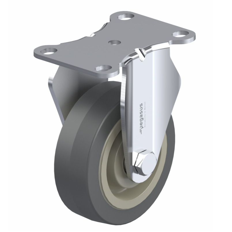 ElastiSoft Gray Caster 3-1/2" x 1-1/4" Rigid 250 lbs Annular Ball Bearing P12 Series