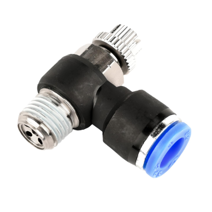 Push To Connect Flow Control Valve Elbow 6mm Tube x 1/8" BSPT (Meter Out)