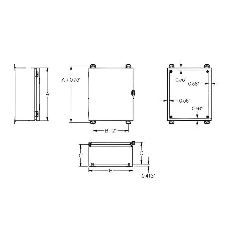 JIC Enclosure 10" x 10" x 5" NEMA 4X-12/IP66 - Stainless Steel 304