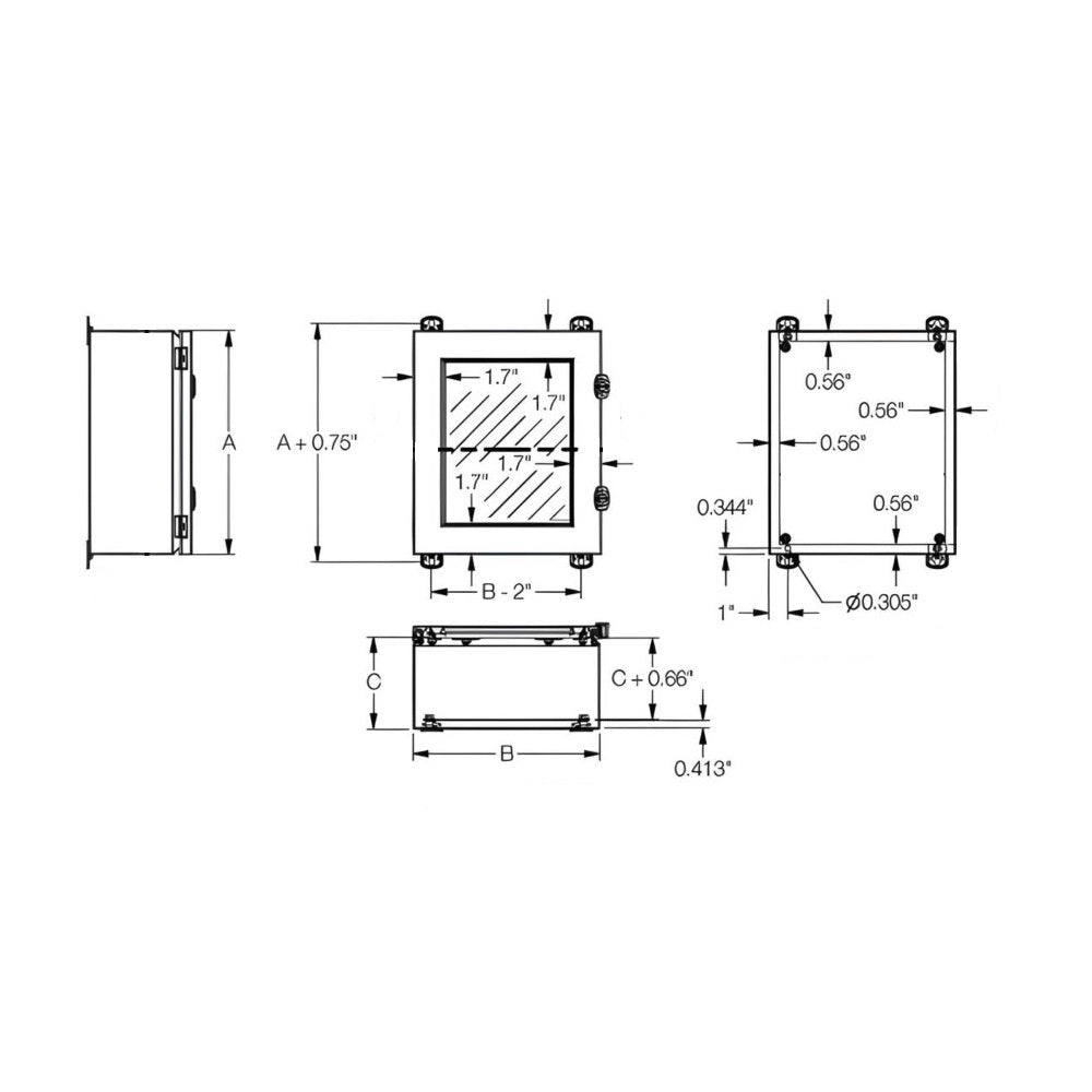 Windowed JIC Enclosure 12" x 10" x 5" NEMA 4-12/IP66 - Powder Coated Steel
