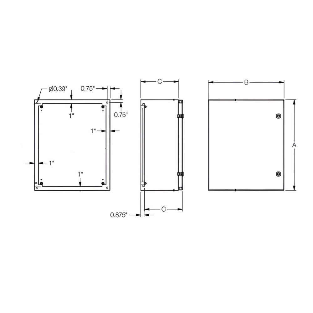 Windowed Enclosure 36" x 24" x 10" NEMA 4-12/IP66 - Powder Coated Steel