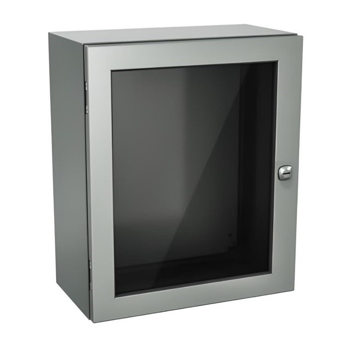 Windowed Enclosure 12" x 24" x 8" NEMA 4-12/IP66 - Powder Coated Steel