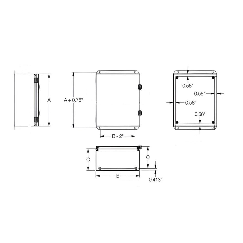 JIC Enclosure 16" x 14" x 6" NEMA 4-12/IP66 - Powder Coated Steel