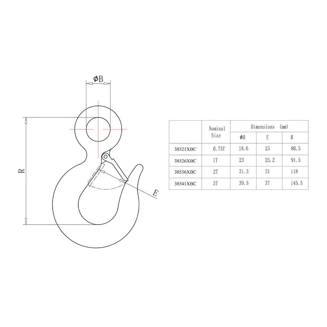 1-29/64" Eye Slip Hook with Latch (6600 lbs) - Zinc