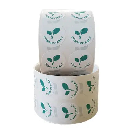 Étiquettes rondes, blanc, 1", « compostable » (200)